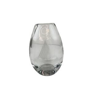 VTG KOSTA BODA Signed Nautical Boat Vase Art Crystal Glass Hand Blown Home RARE